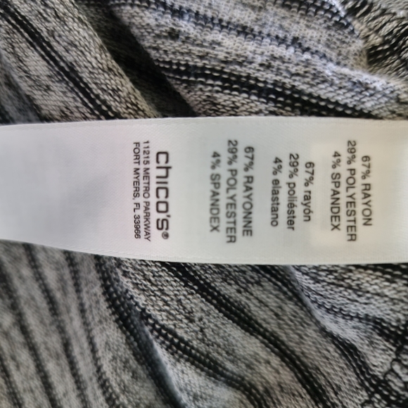 Chico's Gray with Black Stripes Pullover Top Women's Size 3 (Size 16) - Picture 6 of 8